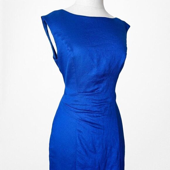 Vintage Y2K Ellen Tracy Blue Cocktail Knee Length Bodycon Dress Size 4/M - Picture 6 of 7